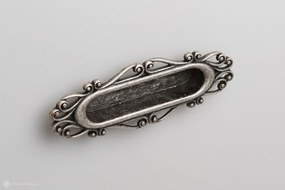 Zar мебельная врезная ручка-раковина 96 мм состаренное серебро