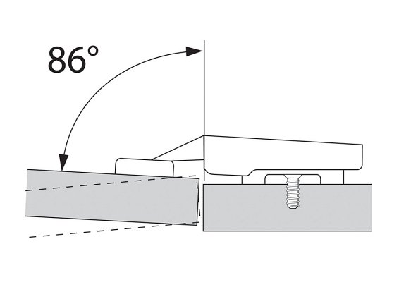 86° Ограничитель угла открывания для петли 107°