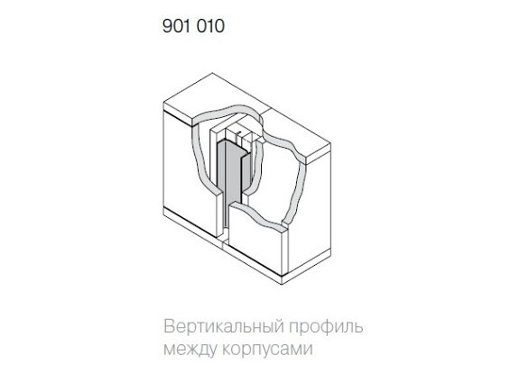 Вертикальный профиль 901010 для фасадов без ручек (62х22 мм), черный