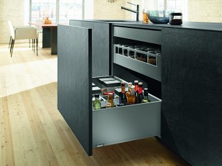Ящик LEGRABOX pure TIP-ON BLUMOTION (высота F 241, глубина 500 мм, до 40 кг), для тонких фасадов, терра-черный