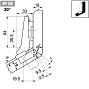 Комплект петли №58 CLIP top без пружины для угла +30гр, встык, саморез